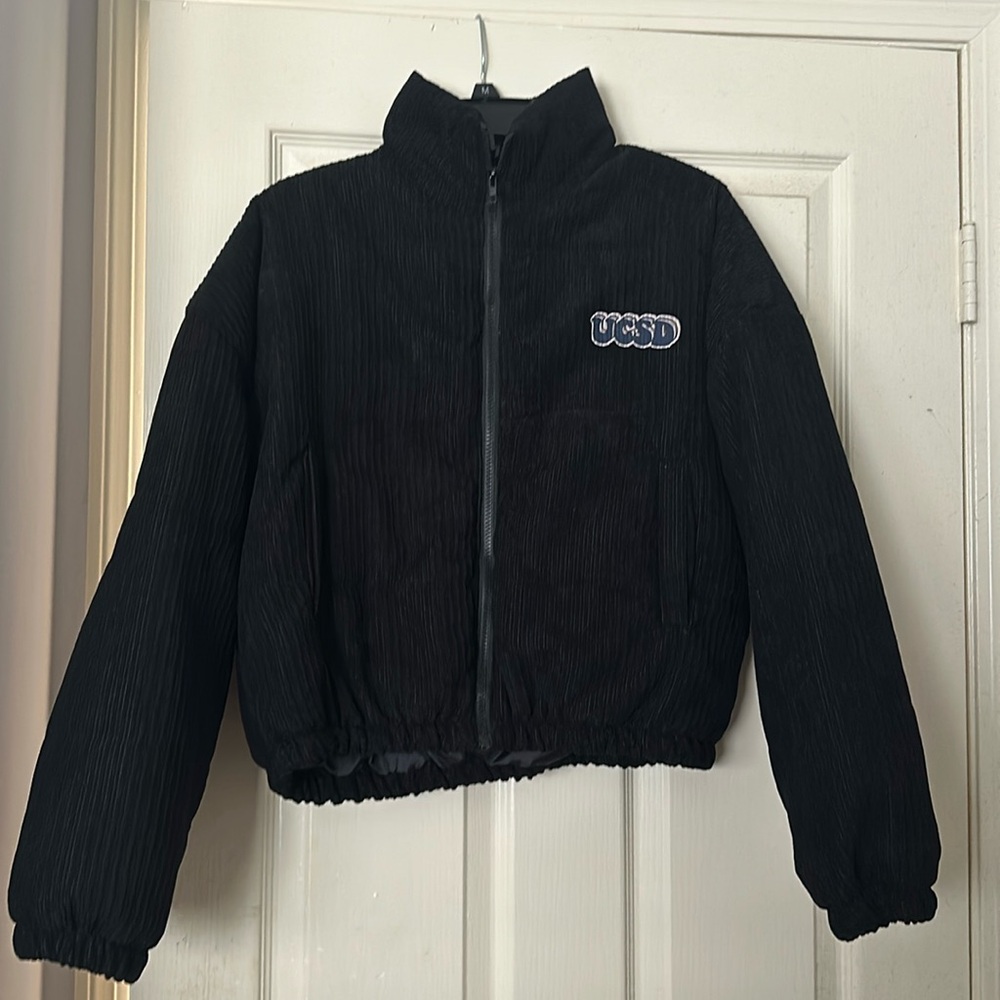 UCSD bomber jacket! cuordoroy jacket! black! new only tried on once! custom